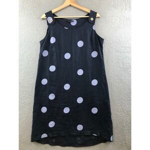 Charlie B Women's Navy Blue Polka Dot Sleeveless Linen Dress - Size M